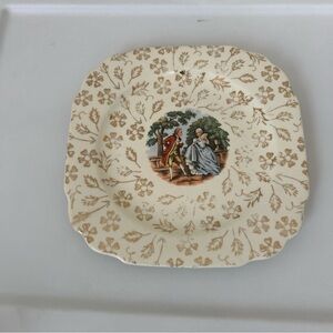 Vintage FineChina Cream and Brown Floral dessert plate